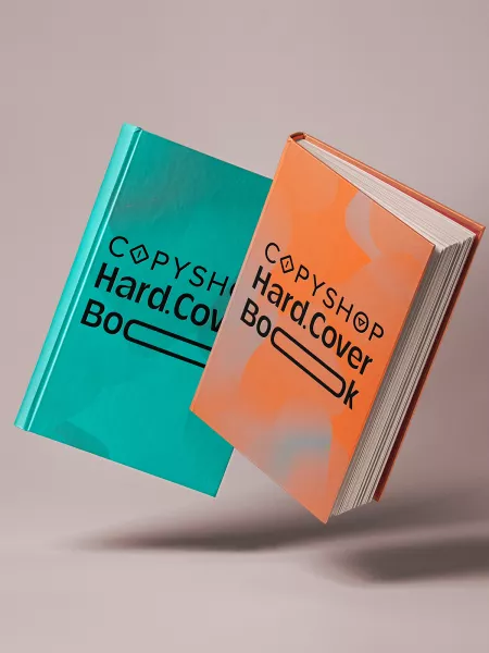 Copyshop Oberndorf Hardcover Books in Türkis und Orange